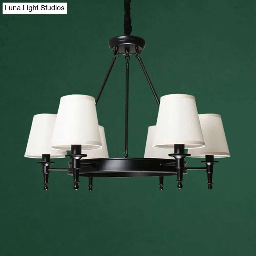 Simplicity Living Room Chandelier: Stylish Fabric Suspension Light With Bucket Shade