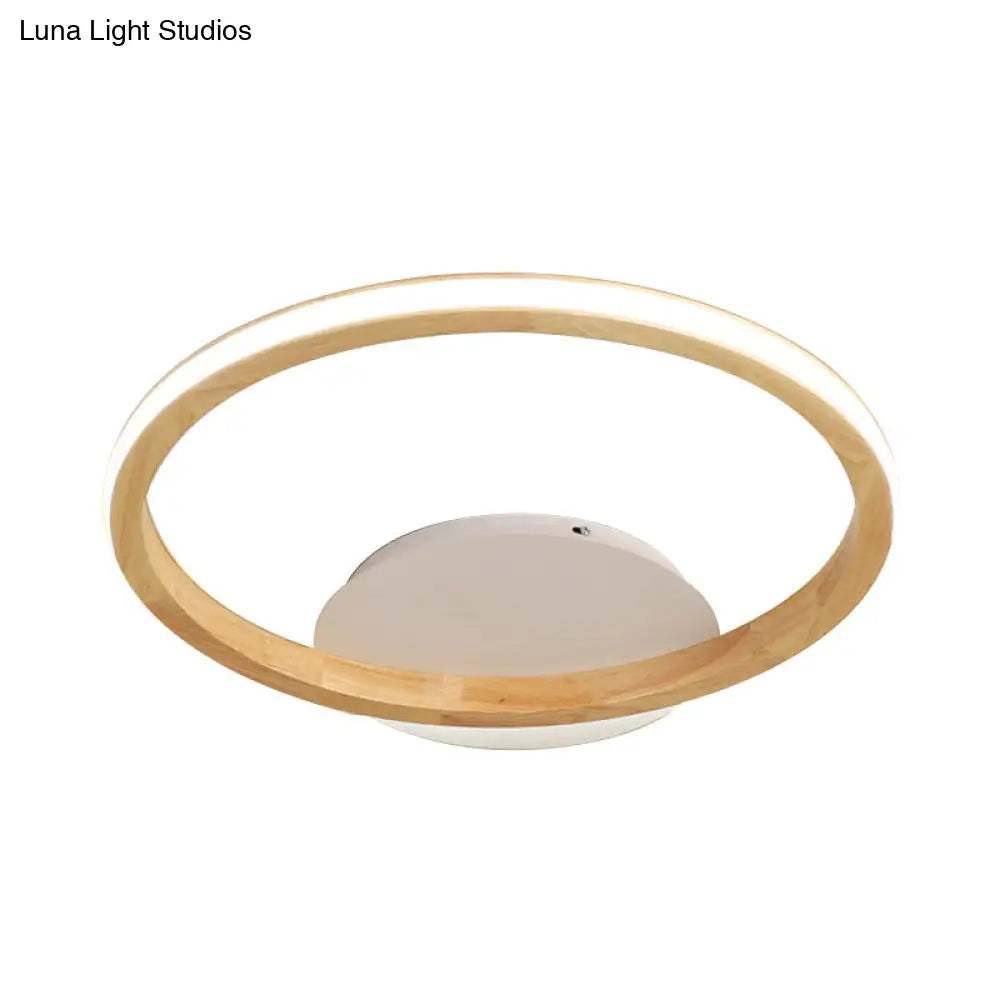 Simplicity Loop Wood Flush Led Ceiling Mount Light Fixture With Out Glow Design - 13’/17’ Dia