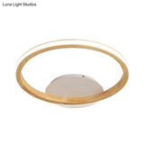 Simplicity Loop Wood Flush Led Ceiling Mount Light Fixture With Out Glow Design - 13’/17’ Dia