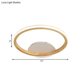 Simplicity Loop Wood Flush Led Ceiling Mount Light Fixture With Out Glow Design - 13’/17’ Dia