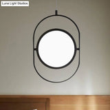 Simplicity Metal Led Black Pendant Light - Oval Suspension Ceiling Fixture: Horizontal/Vertical
