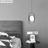 Simplicity Metal Led Black Pendant Light - Oval Suspension Ceiling Fixture: Horizontal/Vertical