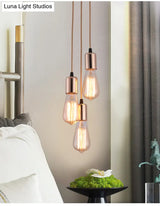Simplicity Metal Pendant Ceiling Light - Exposed Bulb Downlighting For Restaurant Ambiance