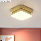 Simplicity Metallic Led Flushmount Ceiling Light In Gold - Triangle/Round/Square Design For