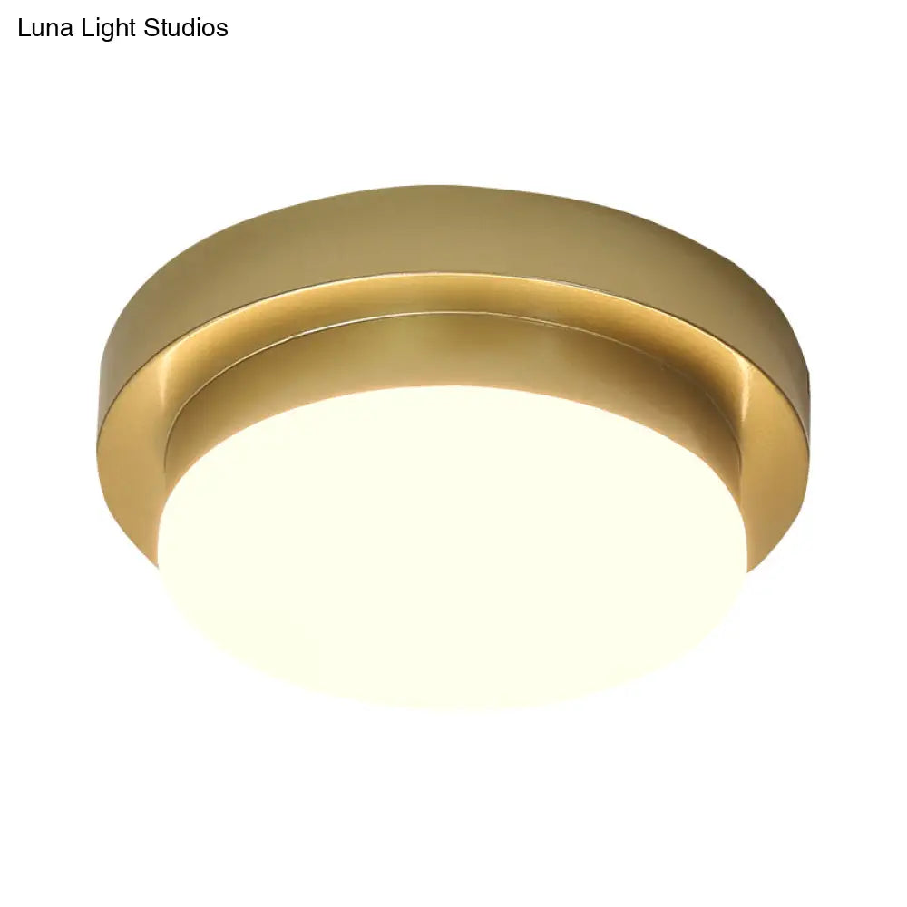 Simplicity Metallic Led Flushmount Ceiling Light In Gold - Triangle/Round/Square Design For