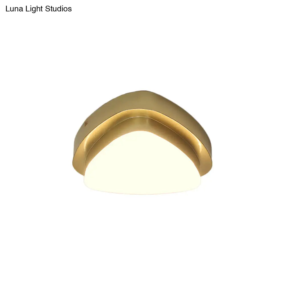 Simplicity Metallic Led Flushmount Ceiling Light In Gold - Triangle/Round/Square Design For