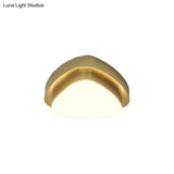 Simplicity Metallic Led Flushmount Ceiling Light In Gold - Triangle/Round/Square Design For