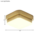 Simplicity Metallic Led Flushmount Ceiling Light In Gold - Triangle/Round/Square Design For