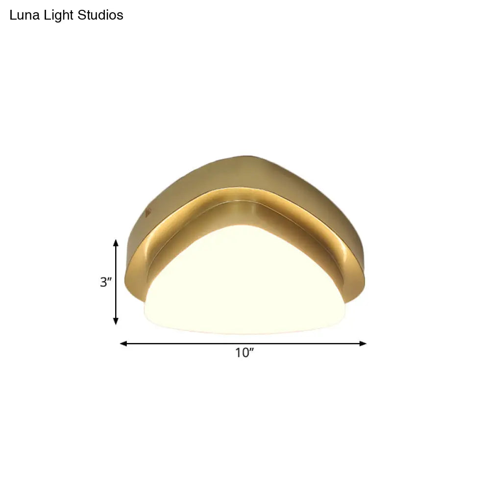 Simplicity Metallic Led Flushmount Ceiling Light In Gold - Triangle/Round/Square Design For
