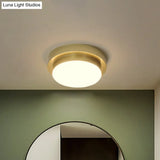Simplicity Metallic Led Flushmount Ceiling Light In Gold - Triangle/Round/Square Design For
