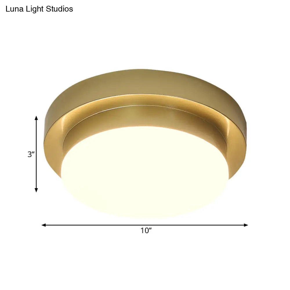 Simplicity Metallic Led Flushmount Ceiling Light In Gold - Triangle/Round/Square Design For