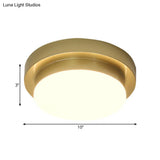 Simplicity Metallic Led Flushmount Ceiling Light In Gold - Triangle/Round/Square Design For