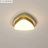 Simplicity Metallic Led Flushmount Ceiling Light In Gold - Triangle/Round/Square Design For