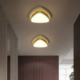 Simplicity Metallic Led Flushmount Ceiling Light In Gold - Triangle/Round/Square Design For