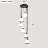 Simplicity Multi-Light Pendant | Cream Glass Spiral Bell Shade Staircase Hanging Light
