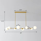 Simplicity Opal Glass Molecular Island Suspension Light For Dining Rooms 8 / Gold
