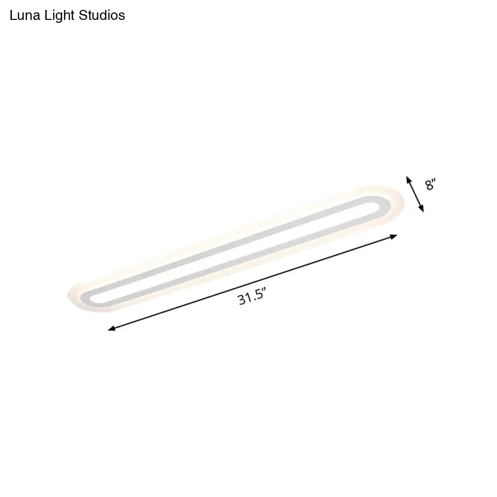 Simplicity Oval Acrylic Flush Mount Led Ceiling Light In Warm/White - Choice Of 31.5 39 Or 47 Width