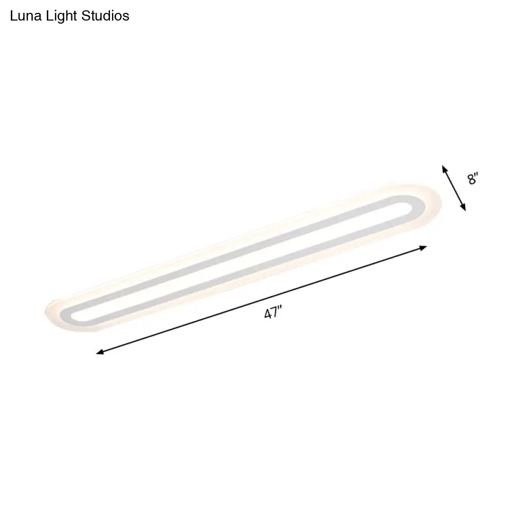 Simplicity Oval Acrylic Flush Mount Led Ceiling Light In Warm/White - Choice Of 31.5 39 Or 47 Width