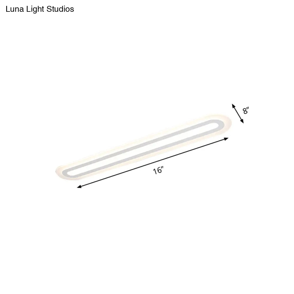 Simplicity Oval Acrylic Flush Mount Led Ceiling Light In Warm/White - Choice Of 31.5 39 Or 47 Width