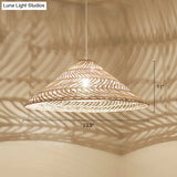 Simplicity Rattan Cone Suspension Light - Wood Pendant For Restaurants