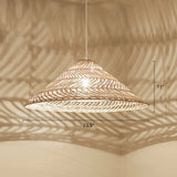 Simplicity Rattan Cone Suspension Light - Wood Pendant For Restaurants