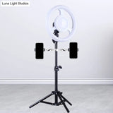 Simplicity Ring Make-Up Light Metal Phone Holder With Usb Led Fill-In Flash In Black