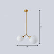 Simplicity Sphere Pendant Light Kit - Cream Glass Gold Finish 2-Head Bedside Chandelier