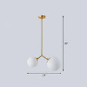 Simplicity Sphere Pendant Light Kit - Cream Glass Gold Finish 2-Head Bedside Chandelier