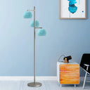 Simplicity Sphere-Shaped Metal Floor Lamp With 3 Heads In Black/White/Blue - Ideal For Living Room