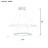 Simplicity Square Led Chandelier - Acrylic Office Pendant Light In Warm/White/Natural