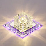 Simplicity Square Led Crystal Flush Mount Ceiling Light - Clear For Entryways / 7’ Purple