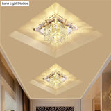 Simplicity Square Led Crystal Flush Mount Ceiling Light - Clear For Entryways