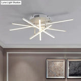 Simplicity Strip Acrylic Led Ceiling Light In Warm/White - Single Semi Flush Fixture