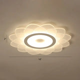 Simplicity White Acrylic Sunflower Flushmount Led Ceiling Lamp For Bedroom / 16’ Warm