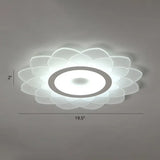 Simplicity White Acrylic Sunflower Flushmount Led Ceiling Lamp For Bedroom / 19.5’