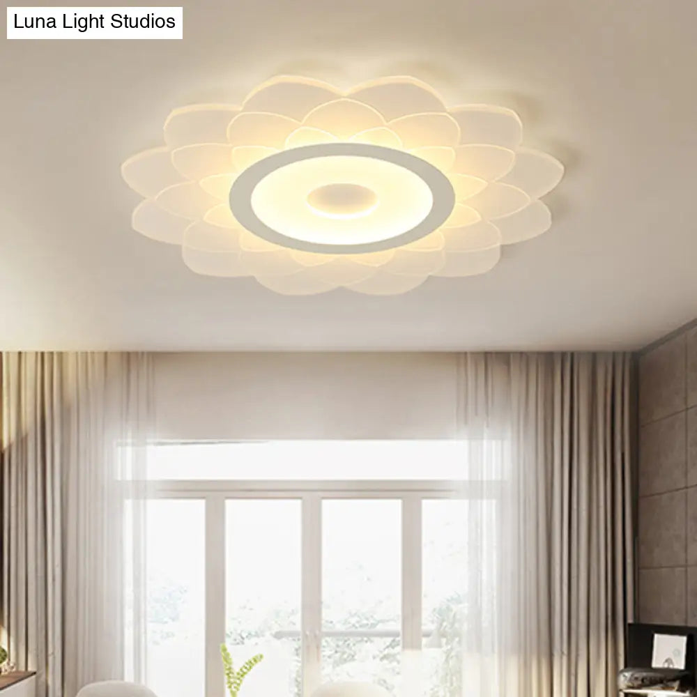 Simplicity White Acrylic Sunflower Flushmount Led Ceiling Lamp For Bedroom