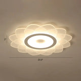 Simplicity White Acrylic Sunflower Flushmount Led Ceiling Lamp For Bedroom / 23.5’ Warm