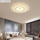 Simplicity White Acrylic Sunflower Flushmount Led Ceiling Lamp For Bedroom