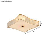 Simplicity White Flush Mount Lamp With Clear Crystal Shade - 6 Lights