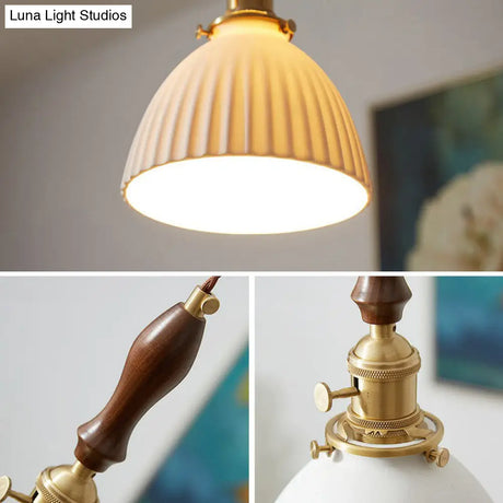 Simplicity White Glass Pendant Light With Dome Shade And Single Bulb