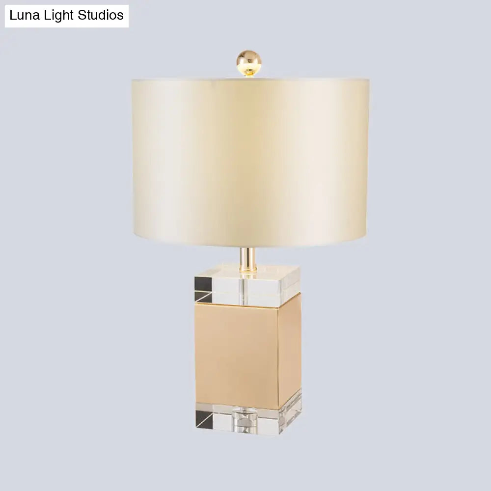 Simplicity White Nightstand Lamp With Fabric Shade - Ideal Bedroom Task Light