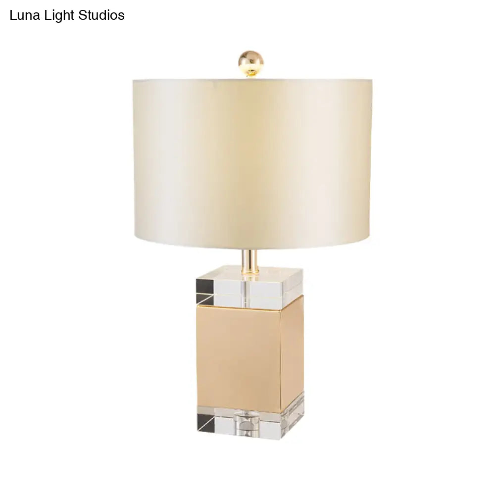 Simplicity White Nightstand Lamp With Fabric Shade - Ideal Bedroom Task Light