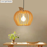 Simplicity Wood 1-Light Restaurant Pendant Light Fixture With Shaded Suspension