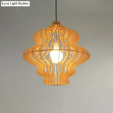 Simplicity Wood 1-Light Restaurant Pendant Light Fixture With Shaded Suspension