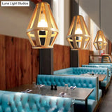 Simplicity Wood 1-Light Restaurant Pendant Light Fixture With Shaded Suspension