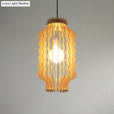 Simplicity Wood 1-Light Restaurant Pendant Light Fixture With Shaded Suspension