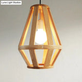 Simplicity Wood 1-Light Restaurant Pendant Light Fixture With Shaded Suspension