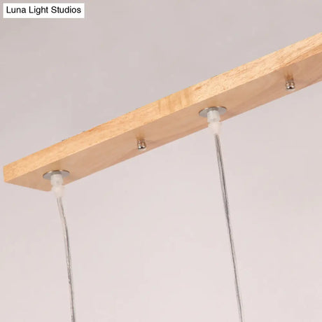 Simplicity Wood 3-Head Opaline Glass Rectangular Island Pendant Light
