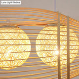 Simplicity Wood Fish Chandelier: 2-Bulb Bamboo Pendant Light For Restaurants