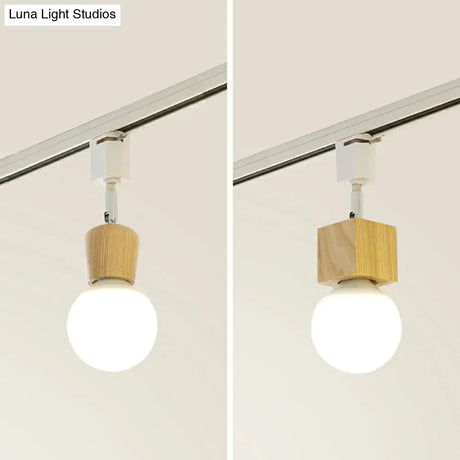 Simplicity Wooden 4 - Light Exposed Bulb Track Ceiling Light In White - Ideal For Dining Room